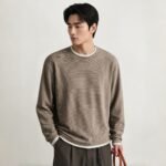 Men's Old Money Style Long Sleeve Mulberry Silk Faux Two-Piece Pullover T-Shirt - Image 2