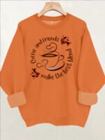 Letter slogan pattern printed round neck fleece hoodie - Image 11