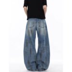 Street Style Lightning Crack Distressed Ripped Knife-Edge Denim Pants for Men, Wide Leg Loose Fit, Scythe Cut Casual Trousers - Image 2