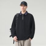 Layered Long Sleeve Polo Collar Men's Polo Shirt - Image 3