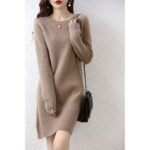 Women's Round Neck Loose Knit Midi Dress - Image 7