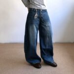 Retro Style Buttoned Knife-Edge Denim Pants for Men, Summer Loose Lazy-Fit Snap-Button Casual Long Pants - Image 4