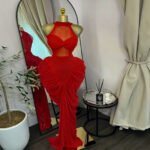 Round neck pleated mesh slim fit hip hugging dress - Image 3