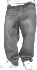 Casual Gray Men's Jeans with Distressed Design, Fashion Washed Vintage Look, Summer Style Pants - Image 6