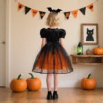 Halloween Girls' Dress with Sequin Spiderweb Tulle Princess Style Cotton Lining Formal Dress - Image 4