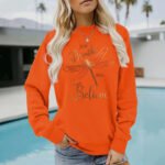 Pattern printed round neck fleece hoodie - Image 5