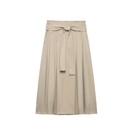 Mid waist pleated midi skirt for women