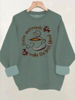 Letter slogan pattern printed round neck fleece hoodie - Image 8