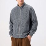 Men's Vintage Old Money Style Textured Knit Stand Collar Relaxed Fit Casual Jacket