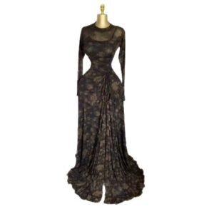 Long Sleeve Sheer Mesh Drawstring Maxi Dress with Camisole Lining