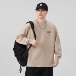 Men's Vintage Long Sleeve T-Shirt Graphic Print Crew Neck Oversized Cotton Top