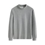 Minimalist Casual Long Sleeve Mock Neck Men's Wool Blend T-Shirt - Image 5