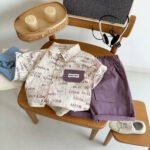 Short Sleeve Shirt Set for Boys Summer Lightweight Children's Clothing Two-Piece Outfit - Image 3
