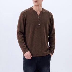 Vintage Men's Long Sleeve Henley Collar Sweatshirt