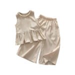 Girls' Summer Outfit New Fashionable Sleeveless Set Stylish Kids Wide-Leg Pants Two-Piece Bohemian Style - Image 5