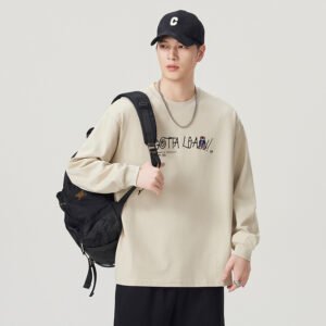 Men's Casual Streetwear Letter Print Long Sleeve Cotton T-Shirt