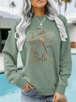 Pattern printed round neck fleece hoodie - Image 8