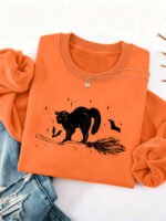Pattern printed round neck fleece hoodie - Image 11