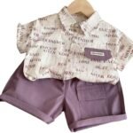 Short Sleeve Shirt Set for Boys Summer Lightweight Children's Clothing Two-Piece Outfit