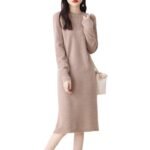 Women's Casual Knitted Dress Relaxed Fit Loose Knee Length Slimming Sweater Dress