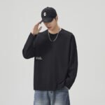 Vintage Fun Embroidery Long Sleeve Men's Heavyweight Cotton Loose White T-Shirt - Image 3