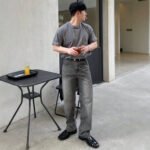 Design Sense Casual Pants for Men Summer Washed Grey Vintage Denim Jeans - Image 4