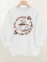 Letter slogan pattern printed round neck fleece hoodie - Image 6
