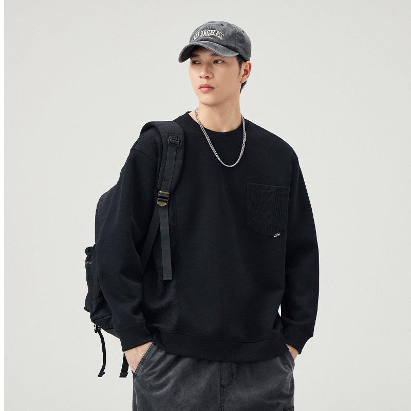 596957354 Men's Color Block Splice Long Sleeve Crew Neck Pullover Sweatshirt - Image 1