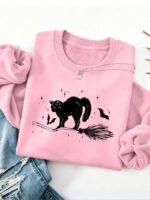 Pattern printed round neck fleece hoodie - Image 7