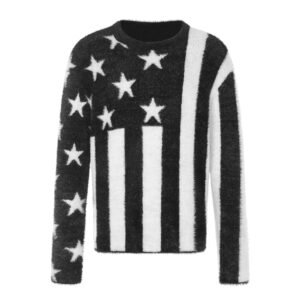 Men's Star Stripe Long Sleeve Crew Neck Sweater