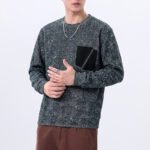 Retro Long Sleeve Loose Pocket Design Men's Sweatshirt - Image 2
