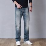 Men Women Washed Clean Fit Casual Straight Leg Floor Length Jeans - Image 3