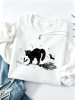 Pattern printed round neck fleece hoodie - Image 6