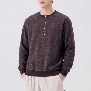 Vintage Old Money Style Men's Long Sleeve Crew Neck Faux Two-Piece Pullover Sweatshirt
