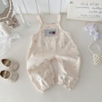 Cute Baby Girl Overalls Set with Applique, Ruffled Collar Bodysuit Two-Piece Outfit - Image 6