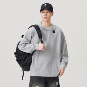 Men's Casual Letter Print Long Sleeve Crew Neck T-Shirt