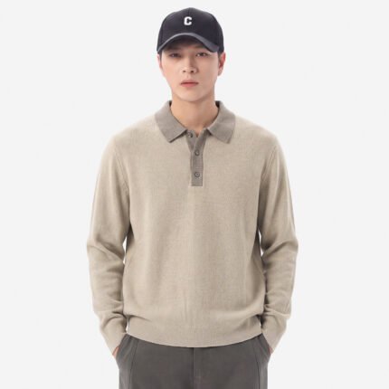Men's Casual High Street Spliced Long Sleeve Collared Sweater