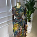 Printed long sleeved pleated dress - Image 5