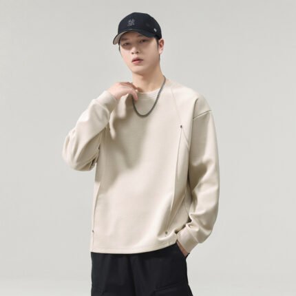 Men's Casual Deconstructive Design Long Sleeve Round Neck Sweatshirt