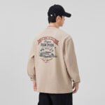 Men's Vintage Long Sleeve T-Shirt Graphic Print Crew Neck Oversized Cotton Top - Image 4