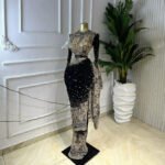 Printed Long Sleeve Ruched Tie Ribbon Maxi Dress - Image 9