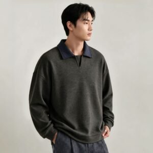 Color-block Long Sleeve Seagull Collar Men's Sweatshirt