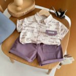 Short Sleeve Shirt Set for Boys Summer Lightweight Children's Clothing Two-Piece Outfit - Image 2
