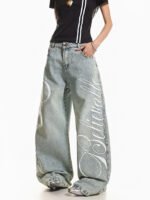 Casual Fashion Street Style Washed Vintage Denim Pants for Men and Women, Straight Leg, Loose Wide Leg, Versatile Fit - Image 6