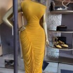 Printed Long Sleeve Sheer Mesh Ruched Maxi Evening Dress - Image 5