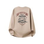 Men's Vintage Long Sleeve T-Shirt Graphic Print Crew Neck Oversized Cotton Top - Image 5