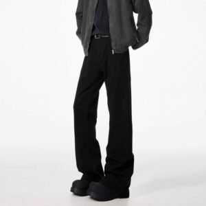 Bootcut Black Flared Denim Pants Men Vibe Slim Straight Leg Jeans
