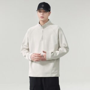 Vintage Half Zip Long Sleeve Stand Collar Casual Relaxed Men's Sweatshirt