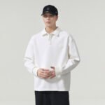 Heavyweight Men's Long Sleeve Polo Collar Pullover Sweatshirt