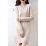 Women's Round Neck Loose Knit Midi Dress - Image 6